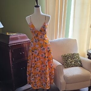 NWT Free People Yellow Floral Full Midi Dress-Size S